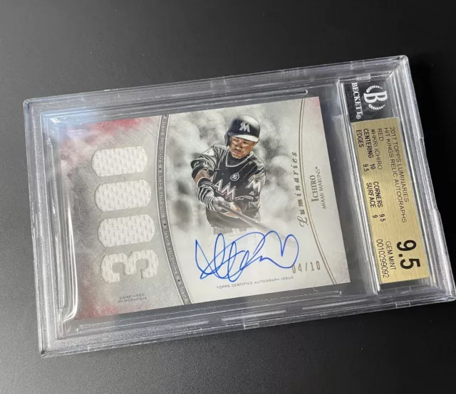 2017 Topps Luminaries Hit Kings Patch Auto Red 04/10 Ichiro Suzuki BGS 9.5 GEM