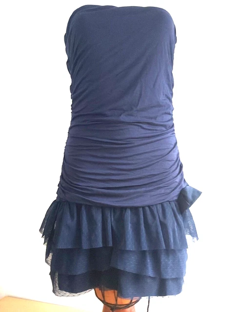 Robe Lipsy Marine à Volants - Taille 12 - Coupe Bodycon Mi-longue