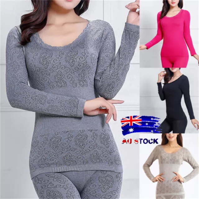 2PCS/Set Women Thermal Underwear T-Shirt Top+Long Pants Winter Warm Clothes