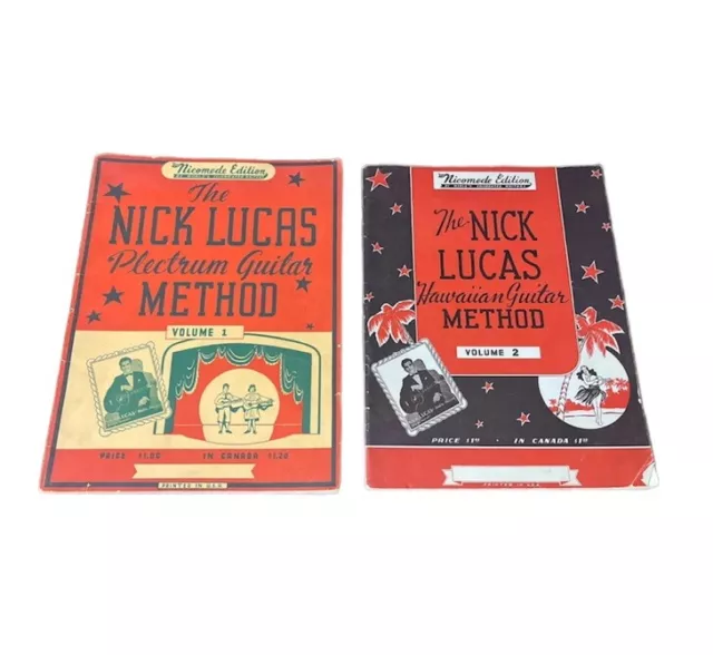 Nick Lucas Plectrum Guitar Method Song Book Vol 1 & 2 Sheet Music Vintage 1940s