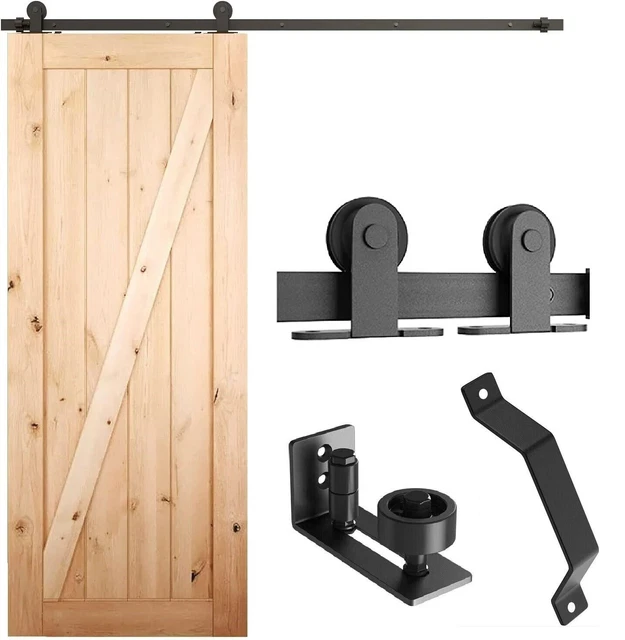 6.6 ft Sliding Barn Door T Type Hardware 5 Tracks Set with Handle & Roller