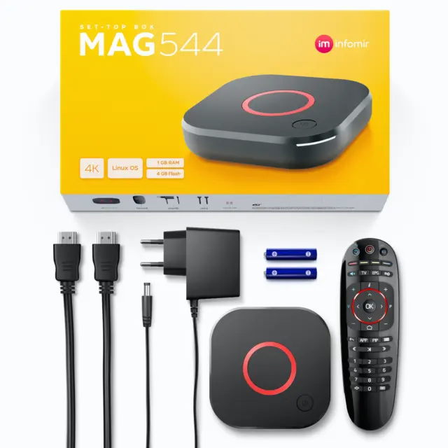 MAG 544 Infomir 4K IPTV Set Top Box 544 magbox Latest mag544 UK Plug