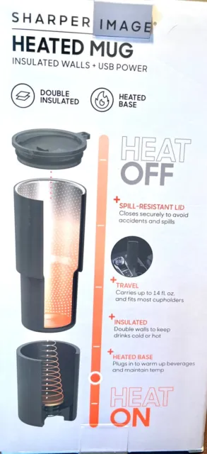 Sharper Image Insulated Heated Travel Mug - Black