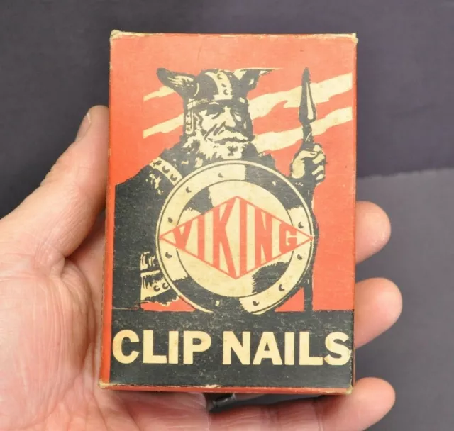 Vintage WW Cross Co Viking Galvanized Electrical Clip Nails 1lb Full Box