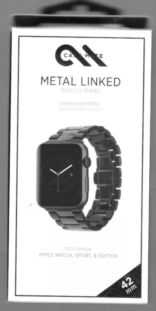 Case Mate Apple Sport Metal Linked BLACK Watch Band 42mm NEW