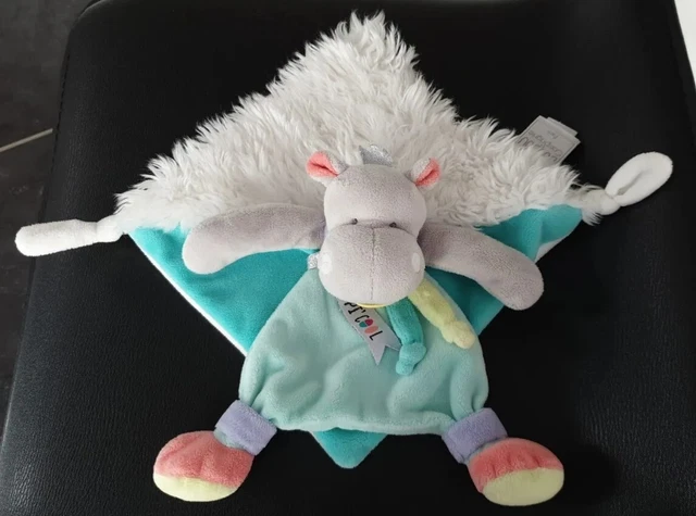 Doudou Et Compagnie Hippopotame Tropicool Vert Blanc Gris Parme Couronne Argenté