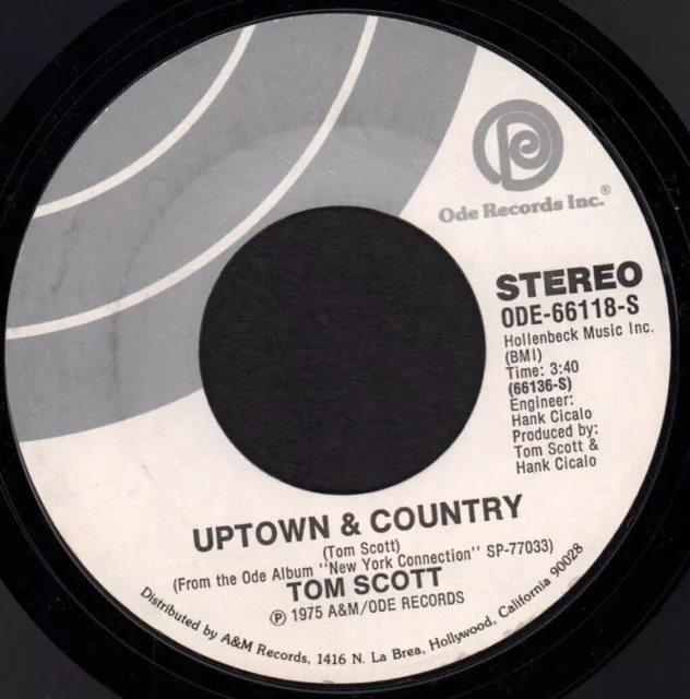 Tom Scott Uptown and Country 7" vinyl USA Ode 1975 company sleeve ODE66118S 2