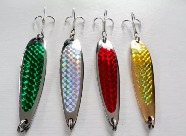 4 Pieces 2oz Casting Crocodile Spoons Fishing Trolling Lures - 4 Colors