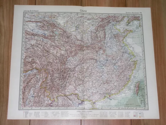 1925 Vintage Map Of China Chinese Empire / Mongolia Taiwan Beijing Hong Kong