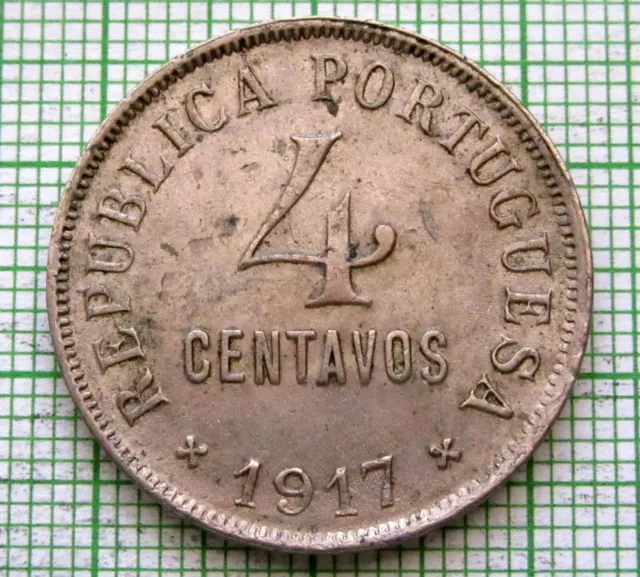 Portugal 1917 4 Centavos, Aunc
