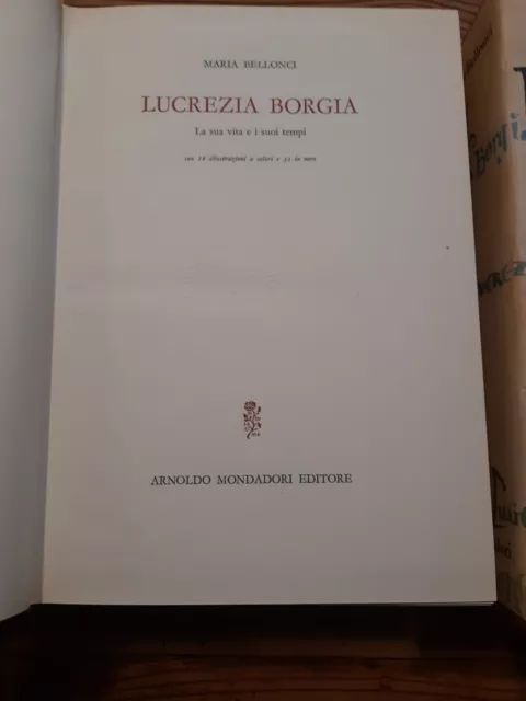 Lucrezia Borgia Maria Bellonci 1960 prima edizione Mondadori 2