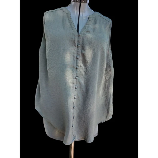 Torrid Harper Gauze Button-Front Sleeveless Blouse Sage Size 2