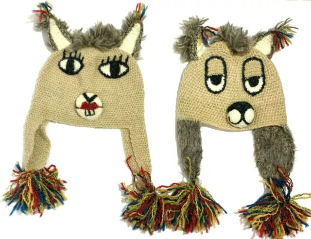 His & Hers Llama Genuine Handcrafted Peruvian Hand Knitted Hats Gift Set