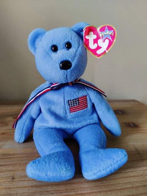 TY Beanie Babies Countries Bears - America USA Flag Blue Bear