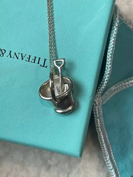 Womens Tiffany & Co Beach Pail Pendant Necklace Silver Bucket 925 Sterling RARE  2