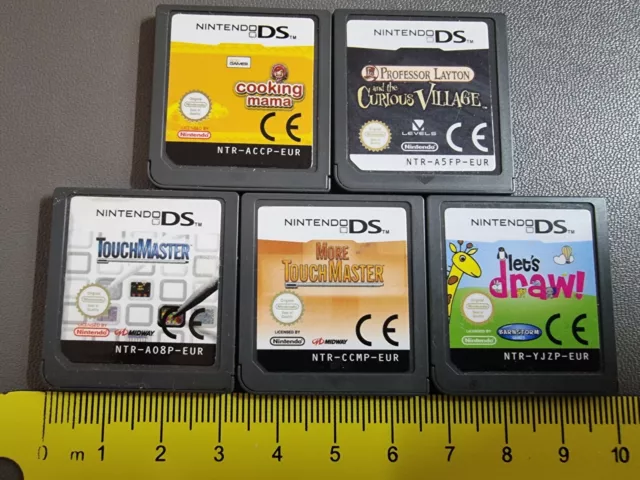 LOT 5 NINTENDO DS 3DS GAME CART More TouchMaster Cooking Mama Professor Layton