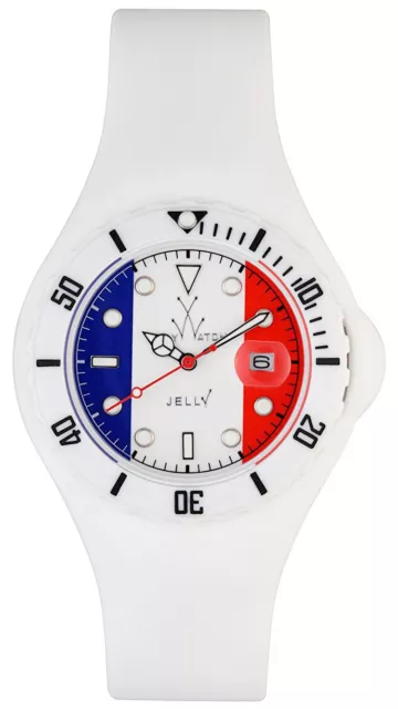 ToyWatch Gelée Drapeau France Unisexe Plasteramic & Caoutchouc Blanc Montre