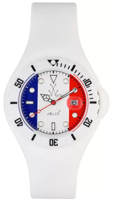 ToyWatch Jalea Bandera Francia Unisex Plasteramic&Blanco Goma Reloj JYF02FR