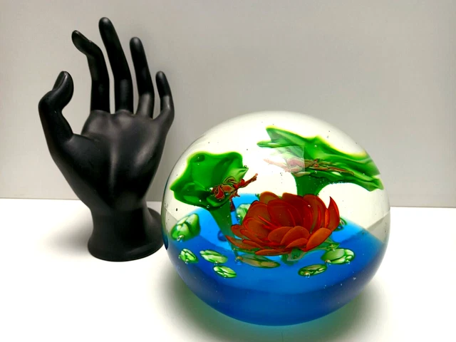 Vintage Glass Globe / Paperweight / Artglass / Coloured / Large / Frogs, Vibrant