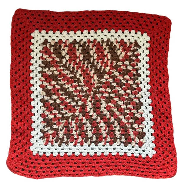 Handmade Crochet Knit Red Brown Knitted Blankets Throw Crib Nursery Table Cover