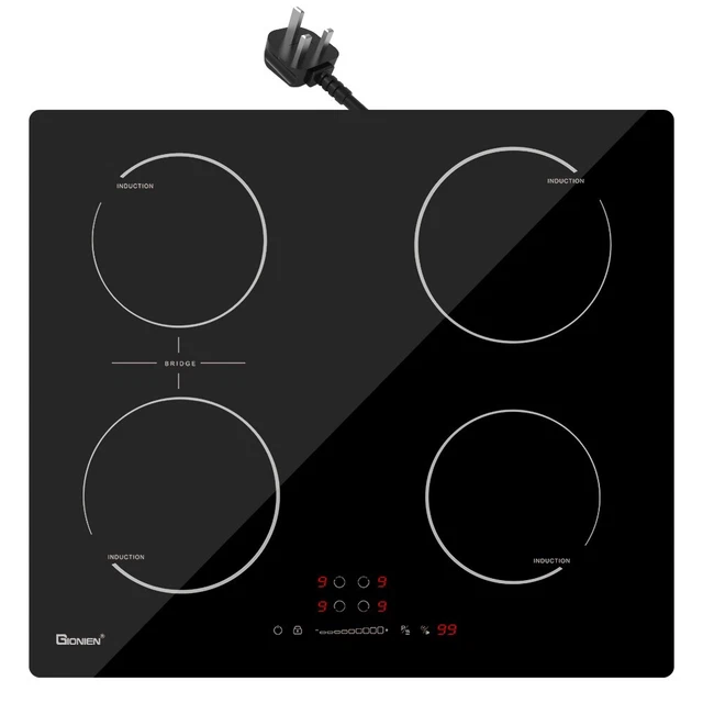 GIONIEN Induction Hob 60cm，Plug in 4 Ring Electric Cooker Hob with Flex Zone
