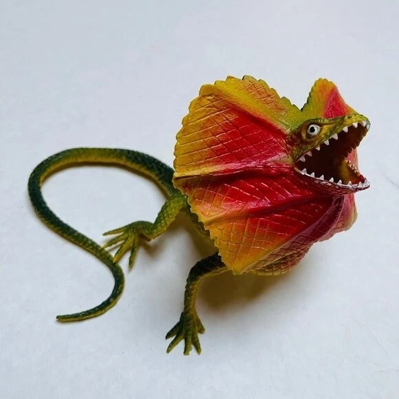 Frill Lizard Rubber Toy Frillneck Lizard Dragon Reptile Dinosaur Bright Color