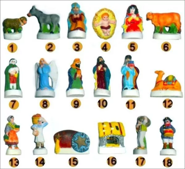 18 FEVES CRECHE de Noël Nordia collection millenium serie complete 2000