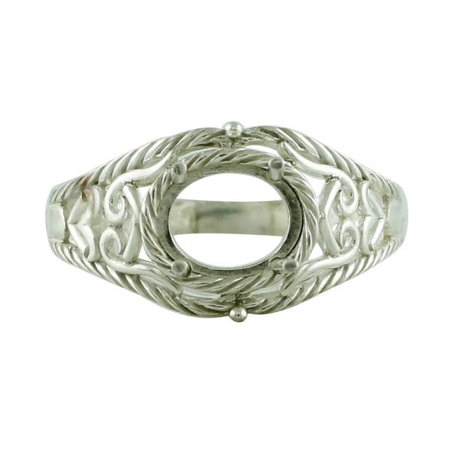Bague semi montée en argent sterling serti émeraude oct 20x15 mm