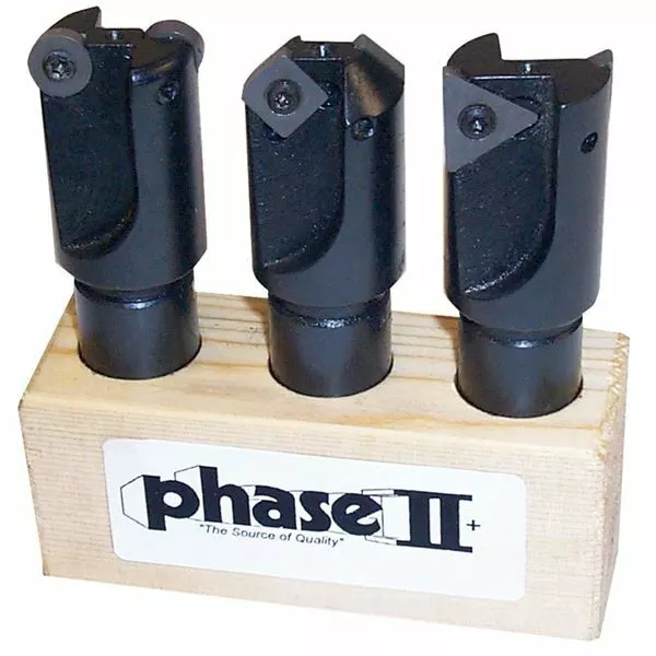 Phase II 222-345 1"D x 3/4" Shank 2 Flute Hogger Mill Set w/Inserts