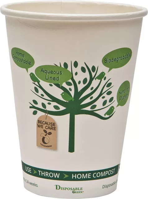10Oz Compostable Single Wall Coffee Cup biodegradable Paperboard Party 50-1000PC