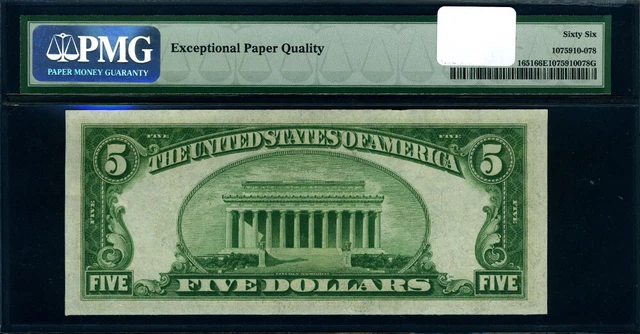FR. 1651 $5 1934-A Silver Certificate Mule E-A Block Gem PMG CU66 EPQ 3
