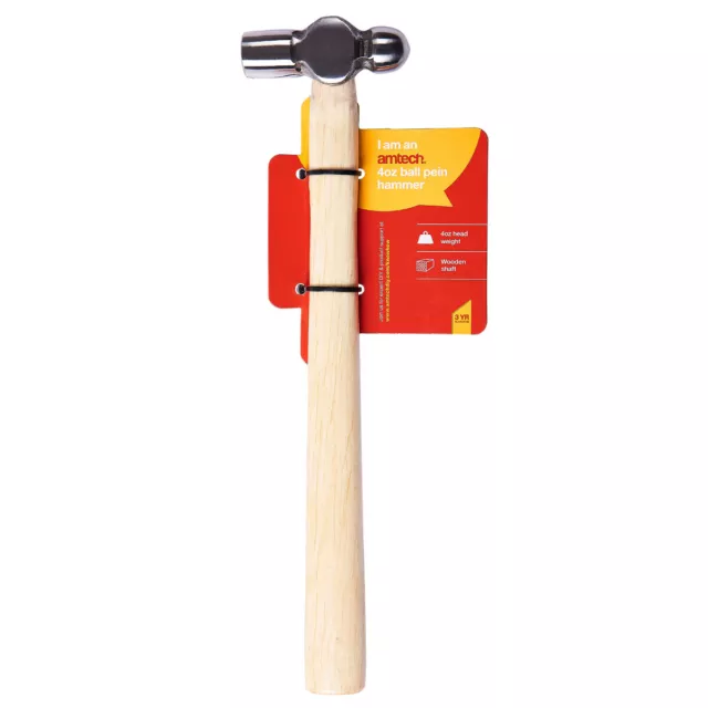 Amtech Ball Pein 4Oz Hammer Wooden Handle For Metal Punching Riveting Diy A0700