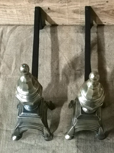 Paire De Chenets Fonte – Buste Templier – Hauteur 15 Cm – France
