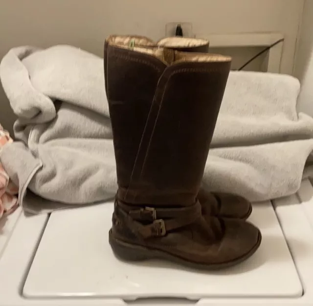 UGG BROWN Waterproof Leather Buckle Boots Size Us 9 Womens $60.00 ...