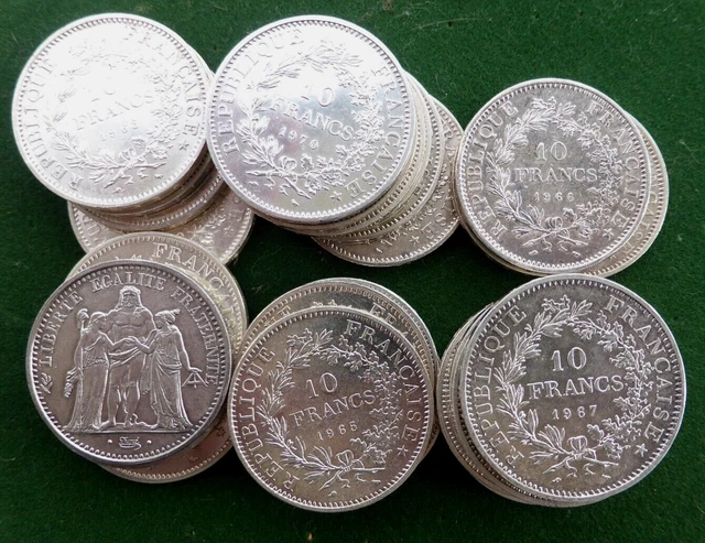 Lot De 29 Pieces De 10 Francs Argent