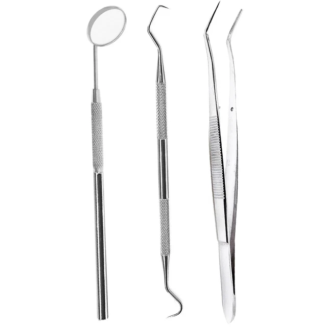 15 Set Dental Mirror Scaler Probe Tartar Scaler Tweezer Diagnostic Instruments