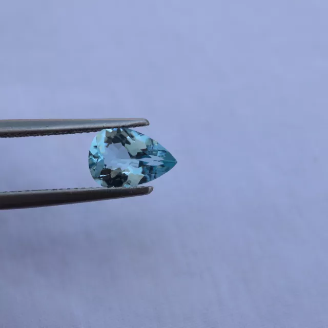 1.45 Cts 10x7x4.1 MM Natural Blue Aquamarine Pear Cut Stone Nice Luster