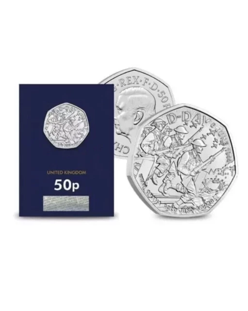💥2024 UK DDAY 80 Year Anniversary BU 50p Coin Change Checker 15.19