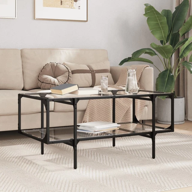 GOPLUS Table Console 3 Niveaux, Table d'Appoint en Verre Trempé, Cadre