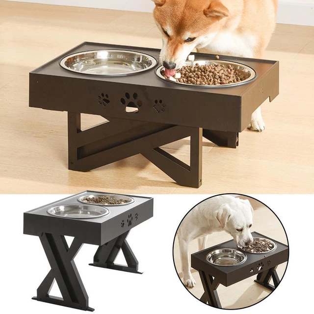 Alimentatori ciotola per bevande per animali domestici regolabile in acciaio inox doppia ciotola per cani