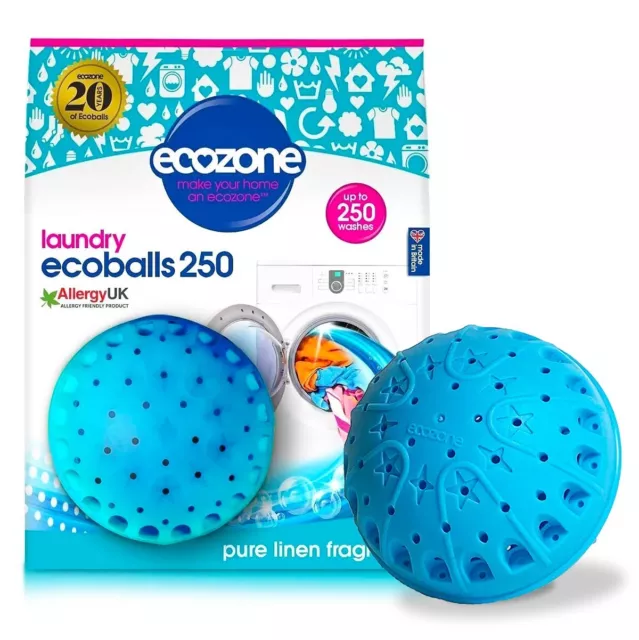 Ecozone Pure Linen Laundry Ecoballs 250 Washes Sensitive Softer Wash Laundry