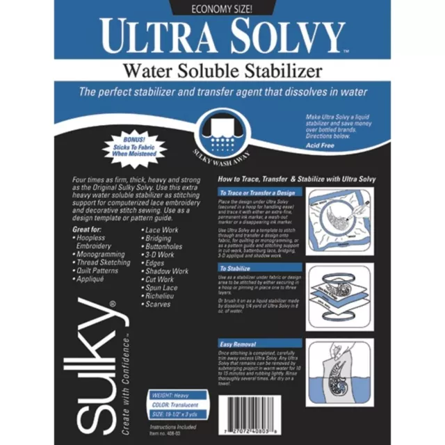 New Sulky Ultra Solvy Water-Soluble Stabilizer - 19.5"X3yd - 408-03