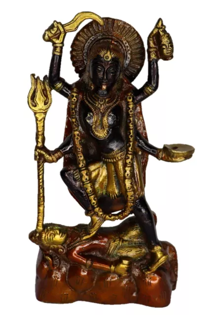 Goddess Kali standing on Shiva's Chest Statue Handmade Brass Maa Kalika Figure