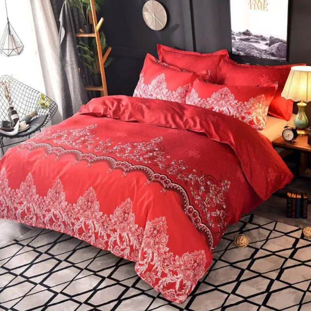 Jane Spinning Flower Embroidered Bedding Set Comforter King Bed Duvet CoverAdult