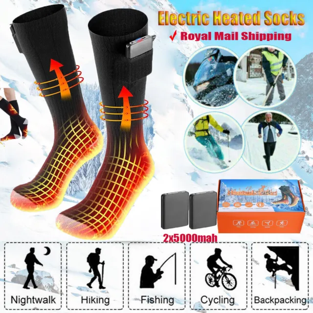 Electric Heated Socks Rechargeable 5V 5000mAh Battery Unisex Winter Foot Warmer