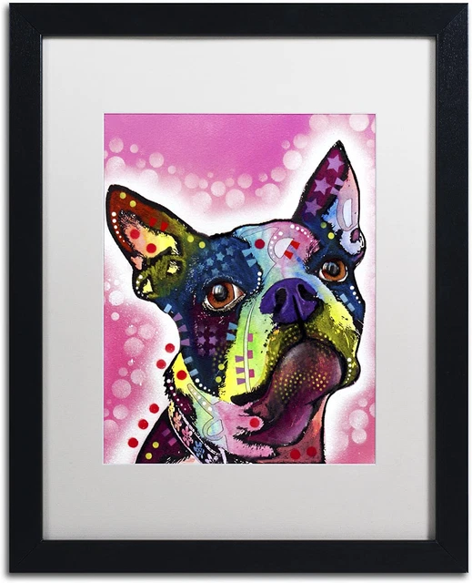 Boston Terrier by Dean Russo, White Matte, Black Frame 16x20-Inch
