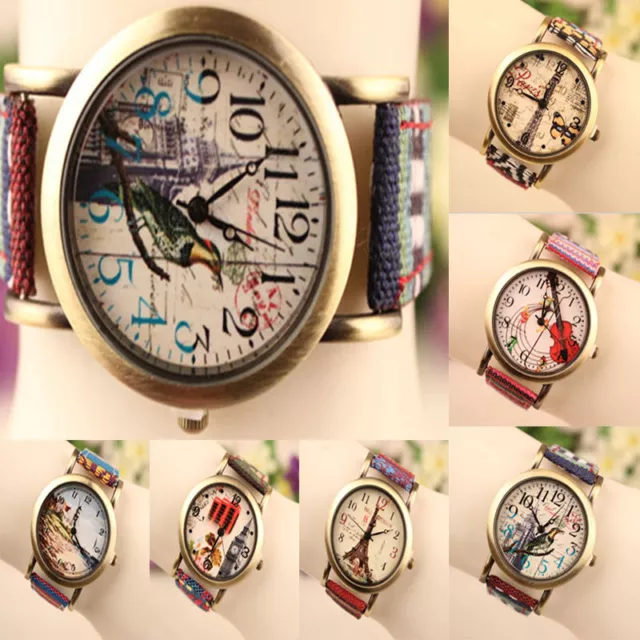 Women Watches For Men Classic Ethnic Leather Analog Quartz Weave Wrist Watch Top