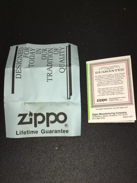 2 Zippo Lighters Box Insert Guarantee Pamphlet Brochure