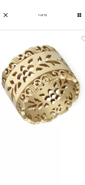 XMAS!! NWT GUCCI Icon Blooms 18k Gold Filigree Ring Sz 6