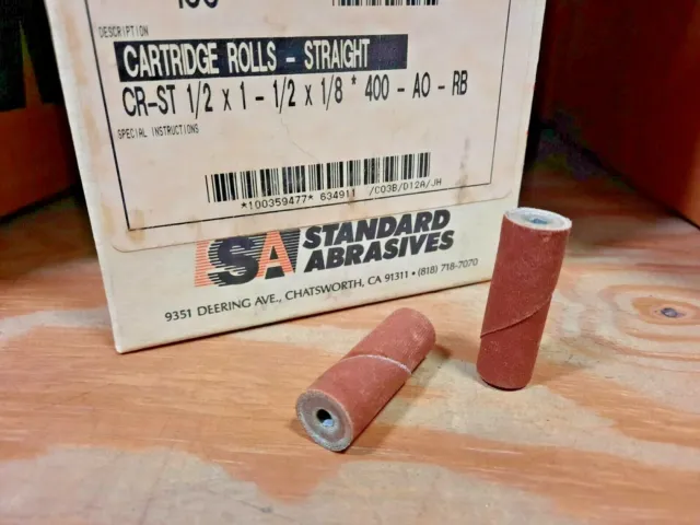 Standard Abrasives 714177 1/2"x1-1/2" x1/8" 400Grit A/O Straight Cartridge Rolls